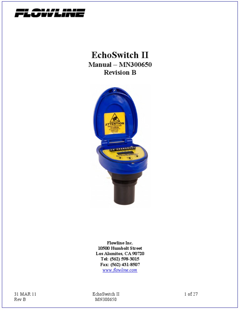 FlowLine Level Switch EchoSwitch LU74 LU77 LU78 Manual | PDF