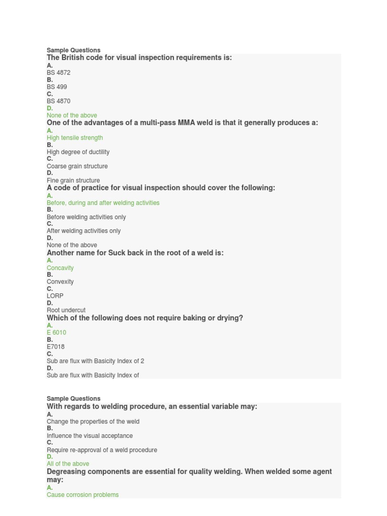 Cswip Questions and Answer PDF Welding Construction