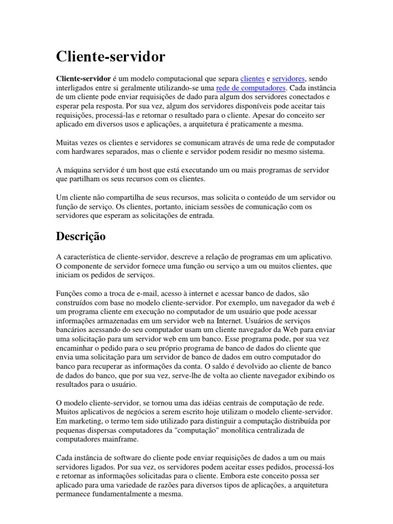Modelo Cliente-Servidor Explicado | PDF | Modelo cliente – Servidor ...