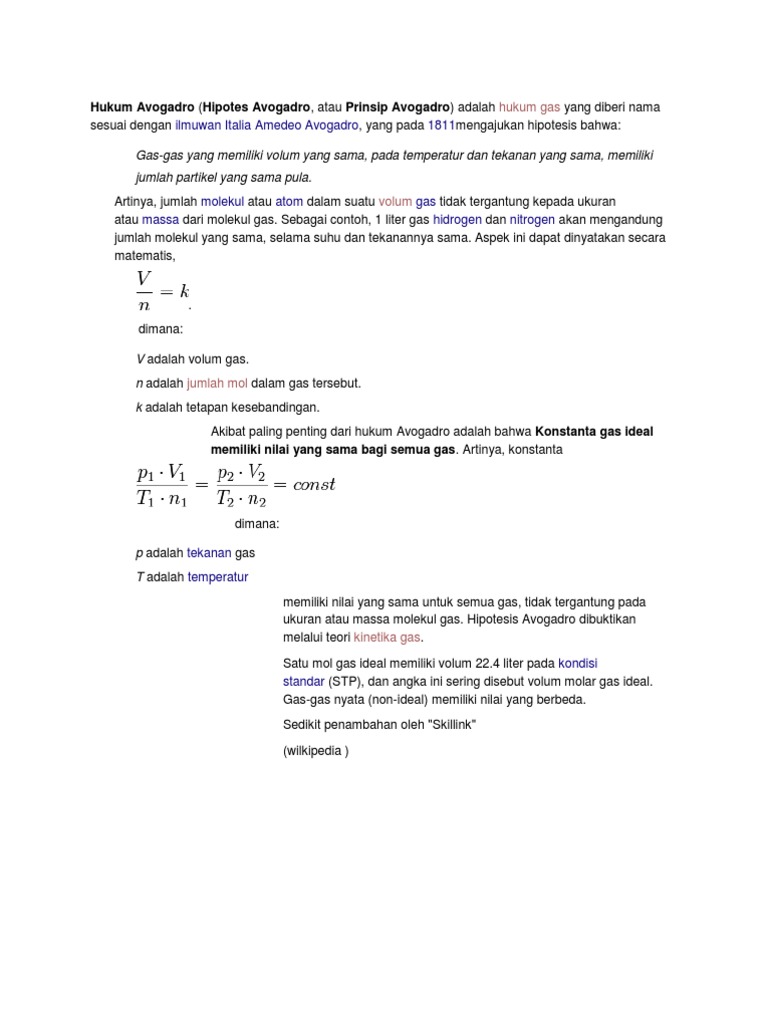Hukum Avogadro
