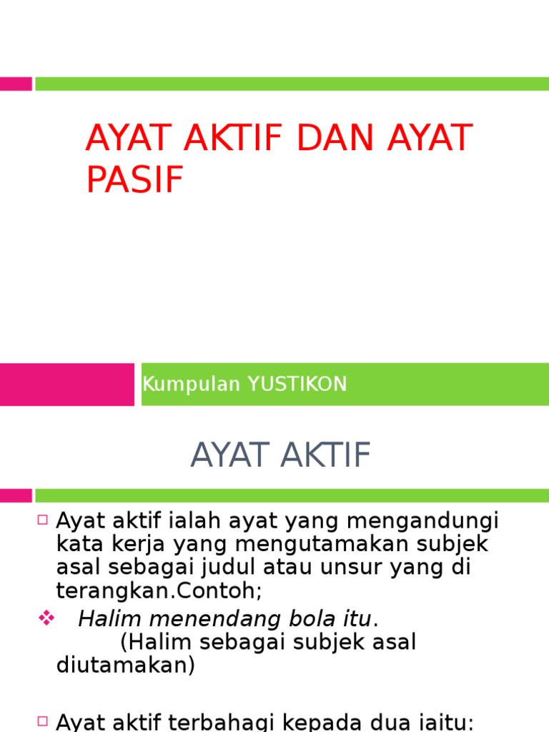 Contoh Ayat Aktif Dan Ayat Pasif Englshpolo