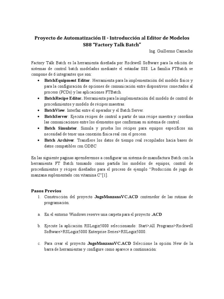Introducción a FactoryTalk Batch S88 | PDF | Ventana (informática ...