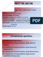 Proiect de Lectie Organizarea Unitătii Economice