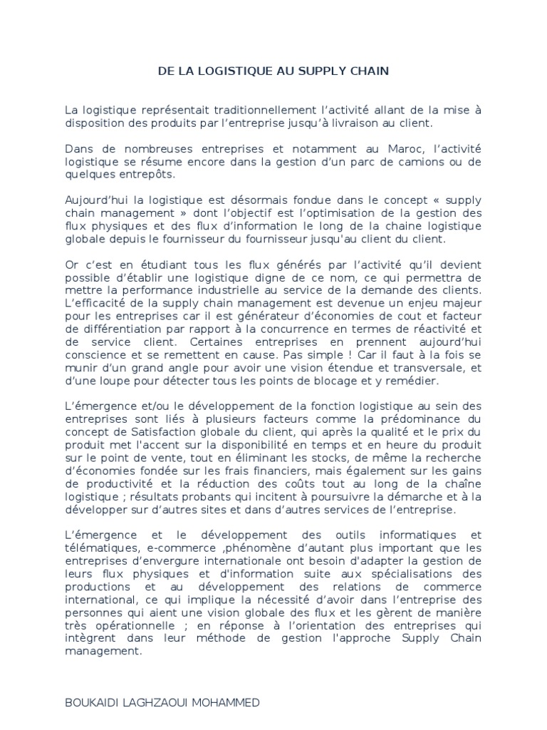 Logistique et Supply Chain : Optimisation Essentielle | PDF ...