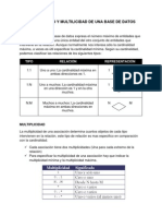 Cardinalidad y Multiplicidad de Una Base de Datos