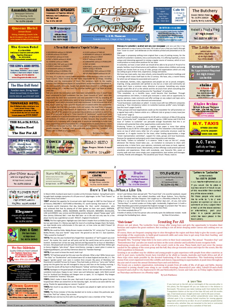 Community Newsletter: Letters to Lockerbie | PDF | Scouting | Blacksmith