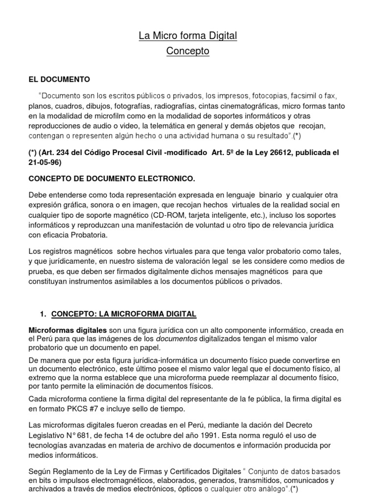 Microformas Digitales: Valor Legal y Uso | PDF | Seguridad ...