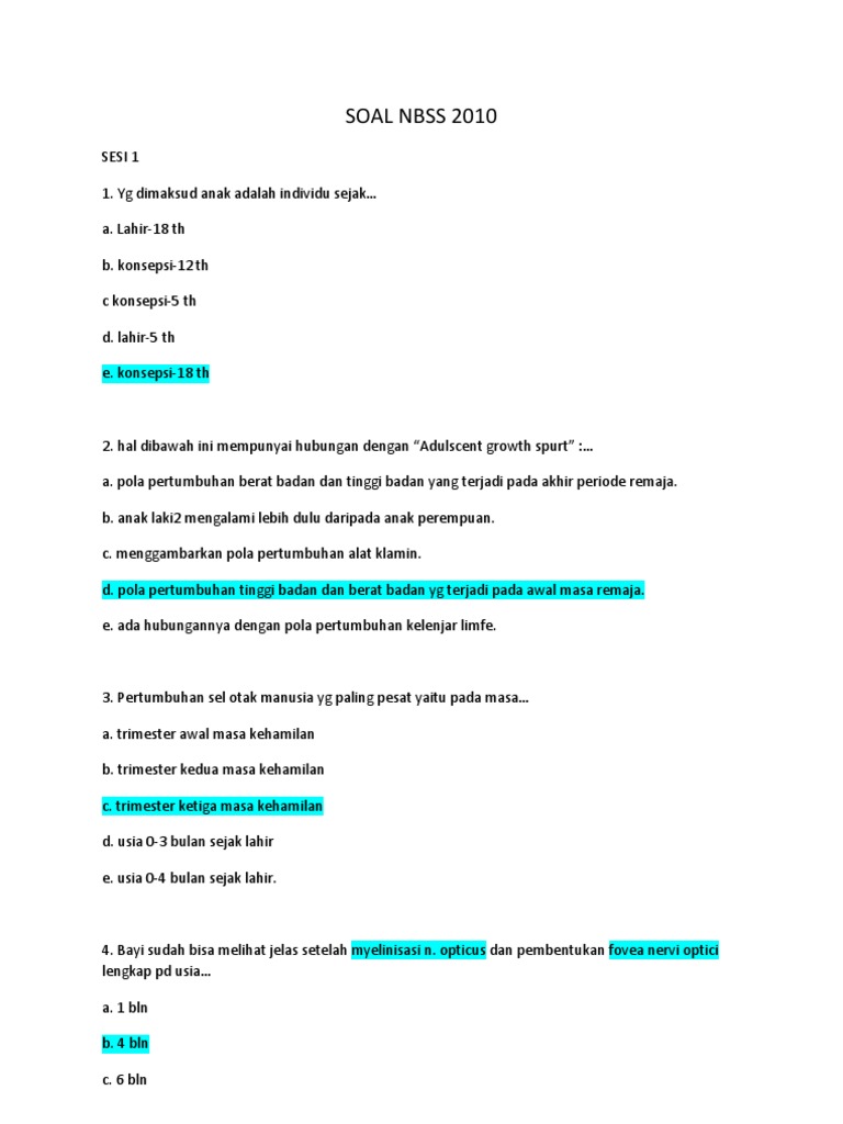 SOAL NBSS Angkatan 2010 | PDF