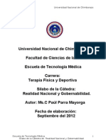 Silabo Realidad Nacional Terapia FÃ Sica. MS. Paul Parra M. - 2012