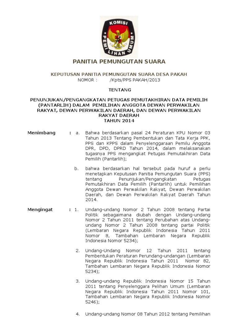 Contoh SK Pantarlih Pileg.doc