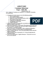 ABMT/M05: Consumer Behaviour Paper: MM-304