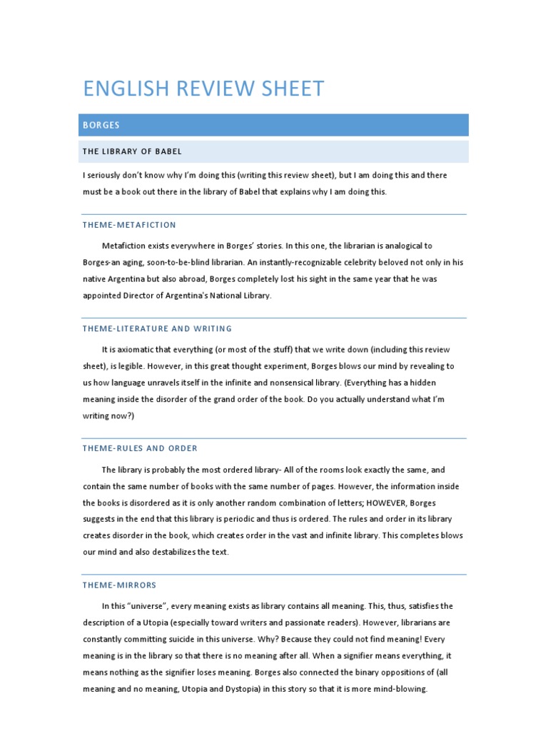 English Midterm Review Sheet | PDF | Cognitive Science | Science