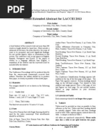 LACCEI 2013 Template-Extended Abstracts