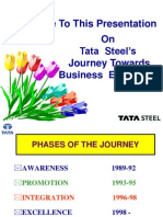 Welcome To This Presentation On Tata Steel's Journey Towards Business Excellence