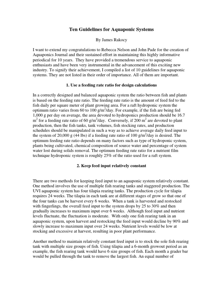 Aquaponics Journal 10 Guidelines PDF Aquaponics Hydroponics