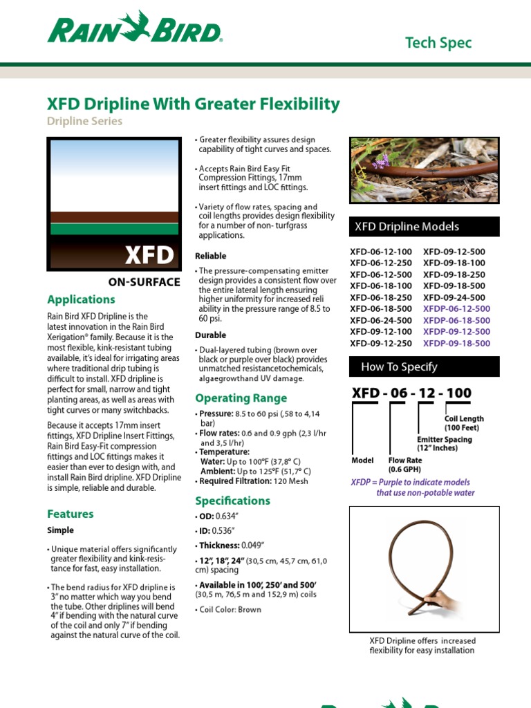 XFD Dripline With Greater Flexibility: Tech Spec | PDF | Building ...