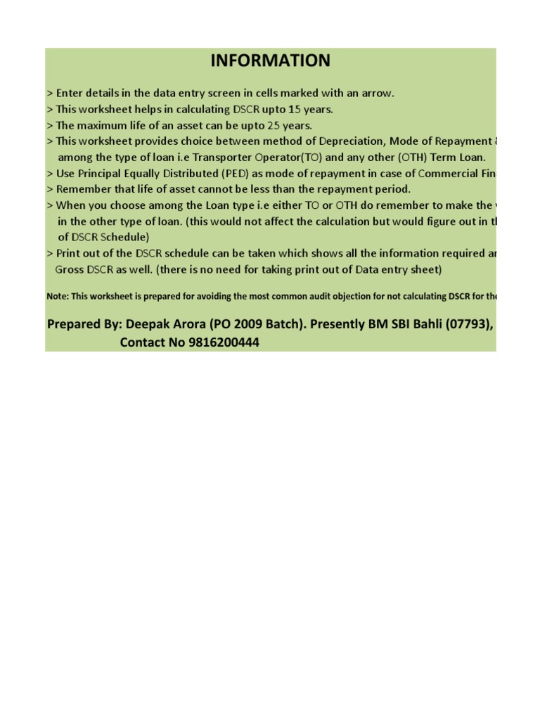 DSCR Calculation Worksheet Guide | PDF | Depreciation | Worksheet