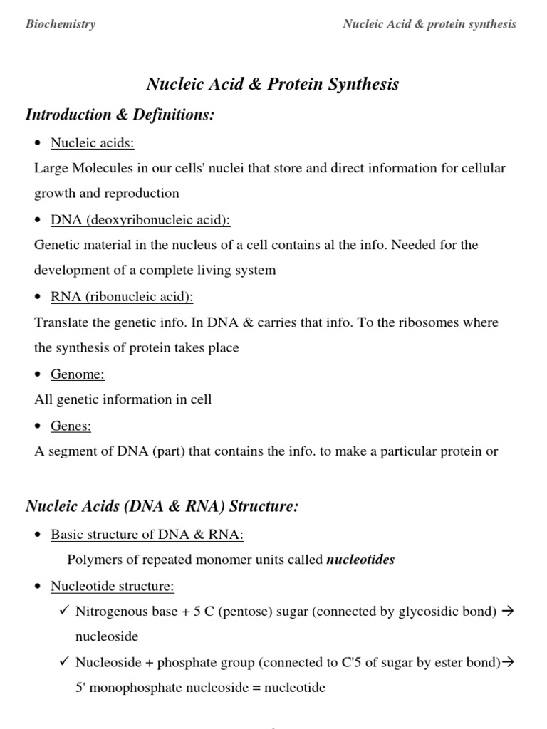 Nucleic Acids and Protein Synthesis | PDF | Translation (Biology ...