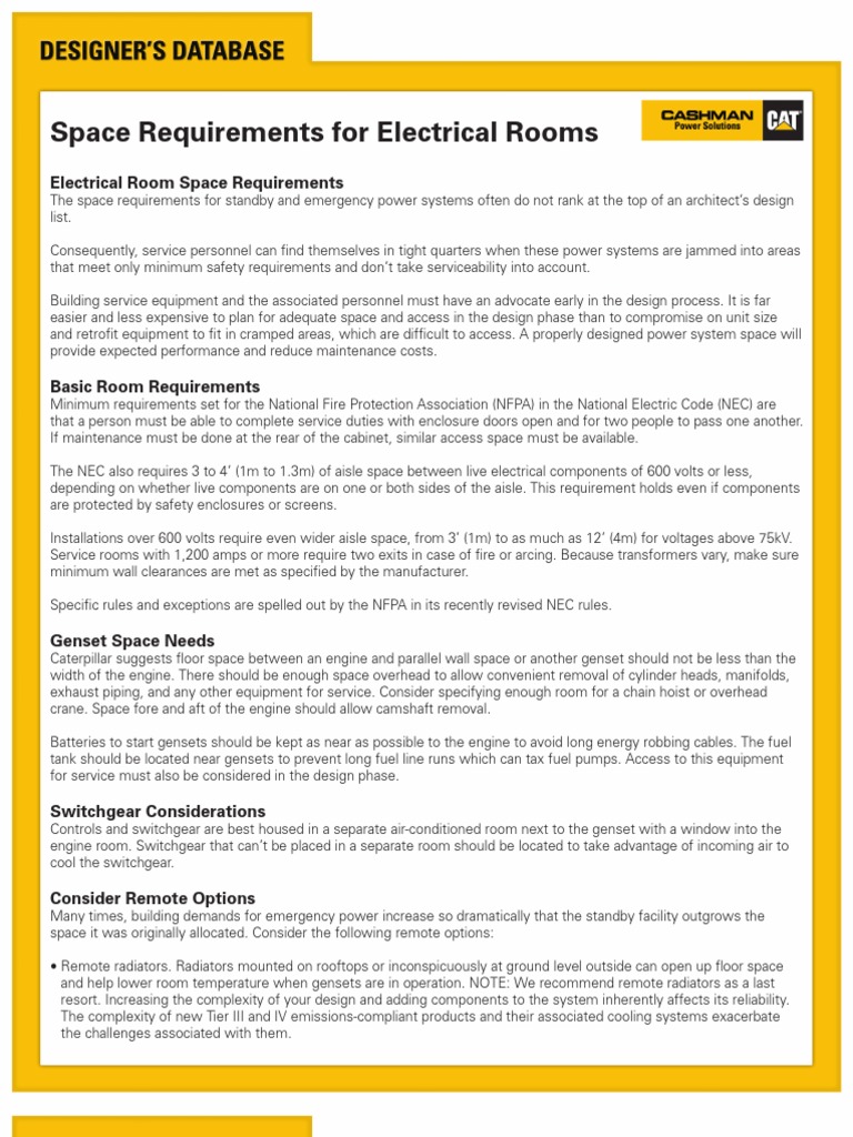 Space Requirements For Electrical Rooms PDF