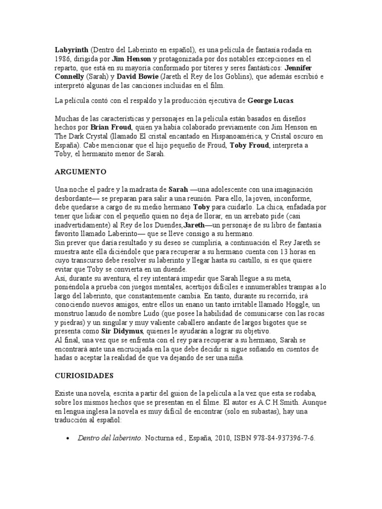 Fantasía y Aventuras en Labyrinth | PDF