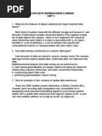 Cs1004 Data Warehousing & Mining Unit 5