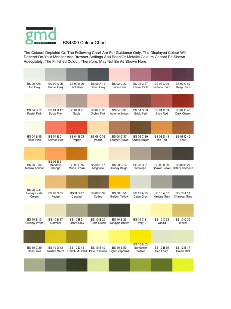 B.S. 4800 Colour Chart. | Download Free PDF | Blue | Green