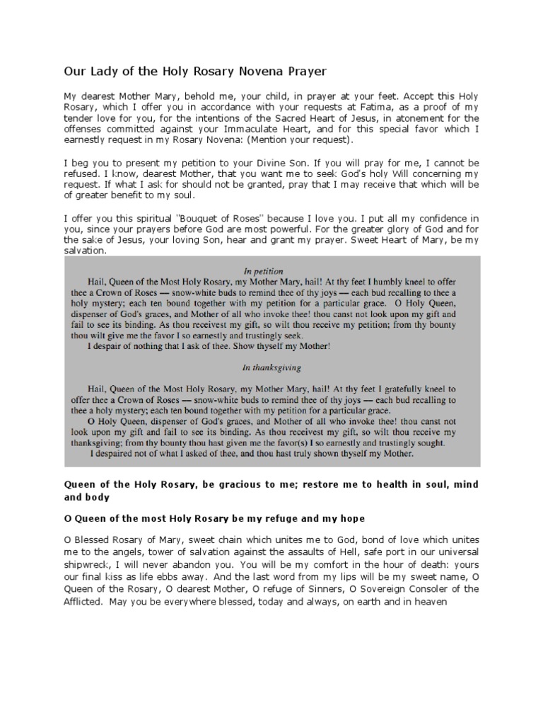 Our Lady of the Holy Rosary Novena | PDF | Rosary | Mary, Mother Of Jesus