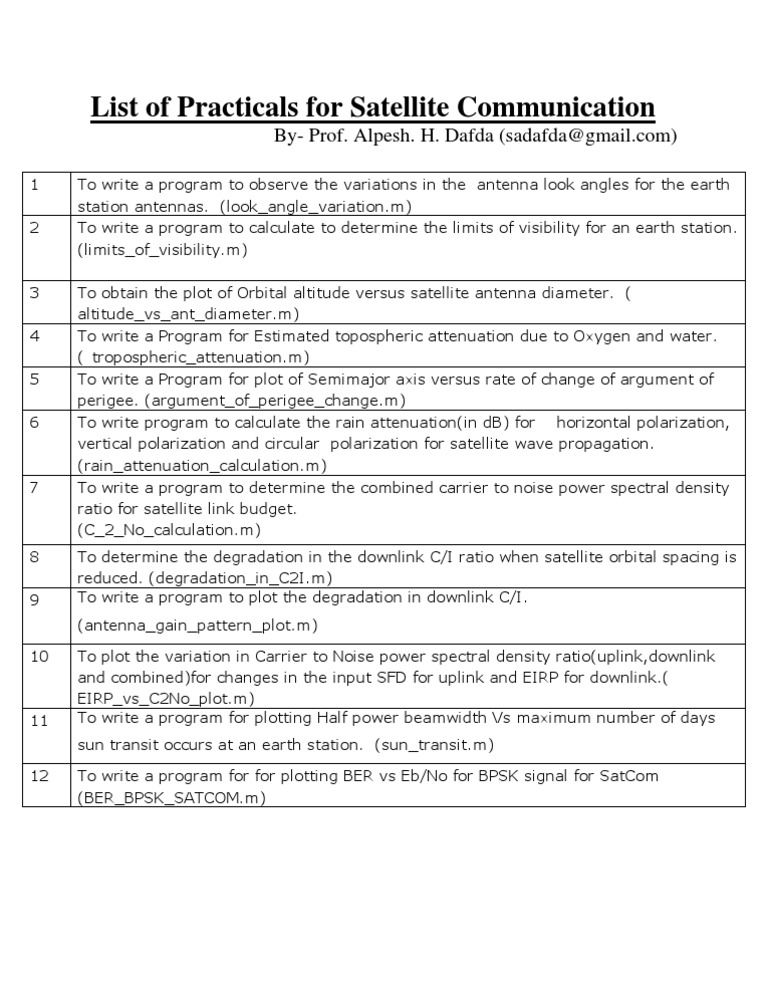 Satellite Communication Practical Programs | PDF | Science & Mathematics