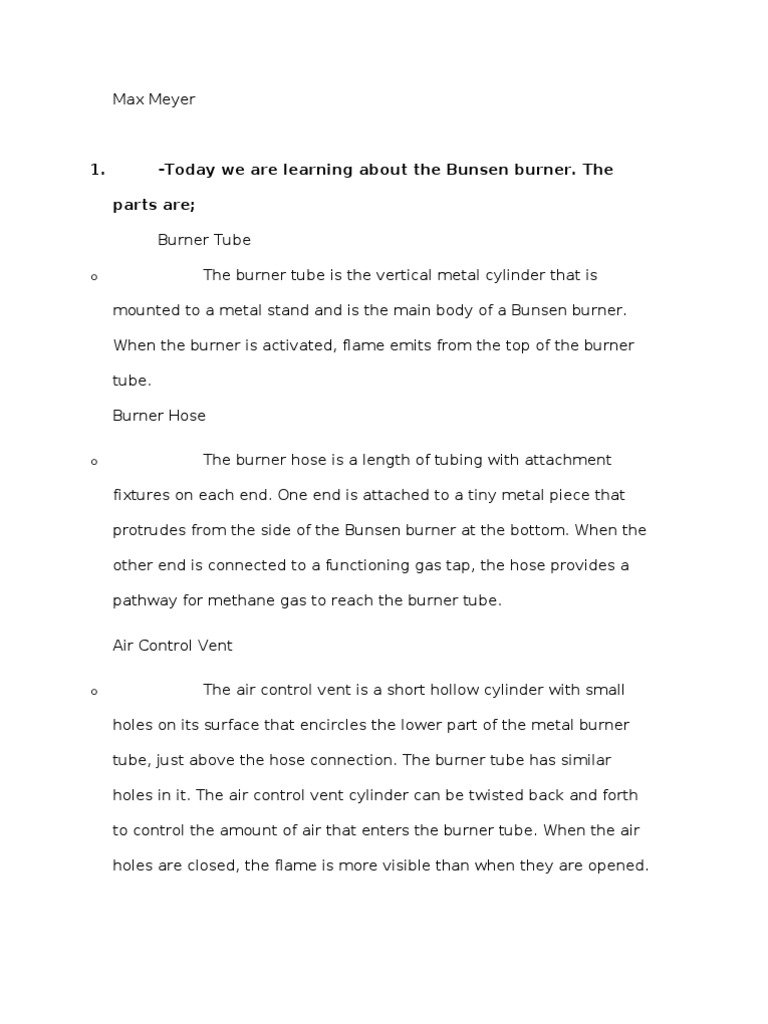 ) Chemestry Pre Lab Bunsen Burner | PDF