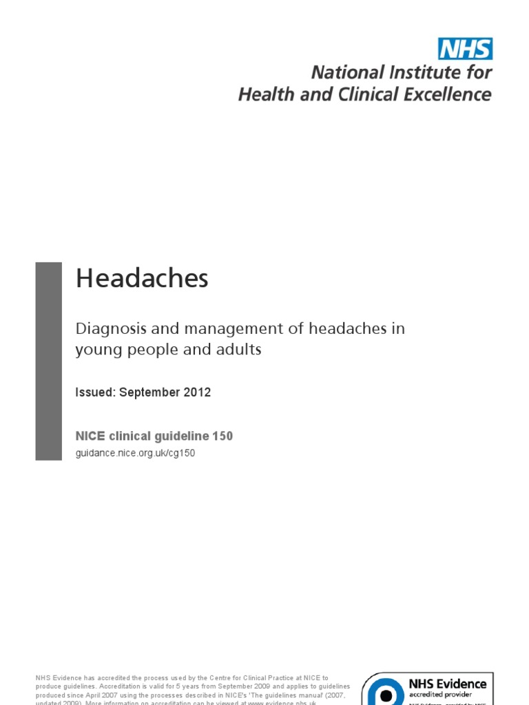 NICE Guideline 2012 - Headaches | PDF | Self-Improvement