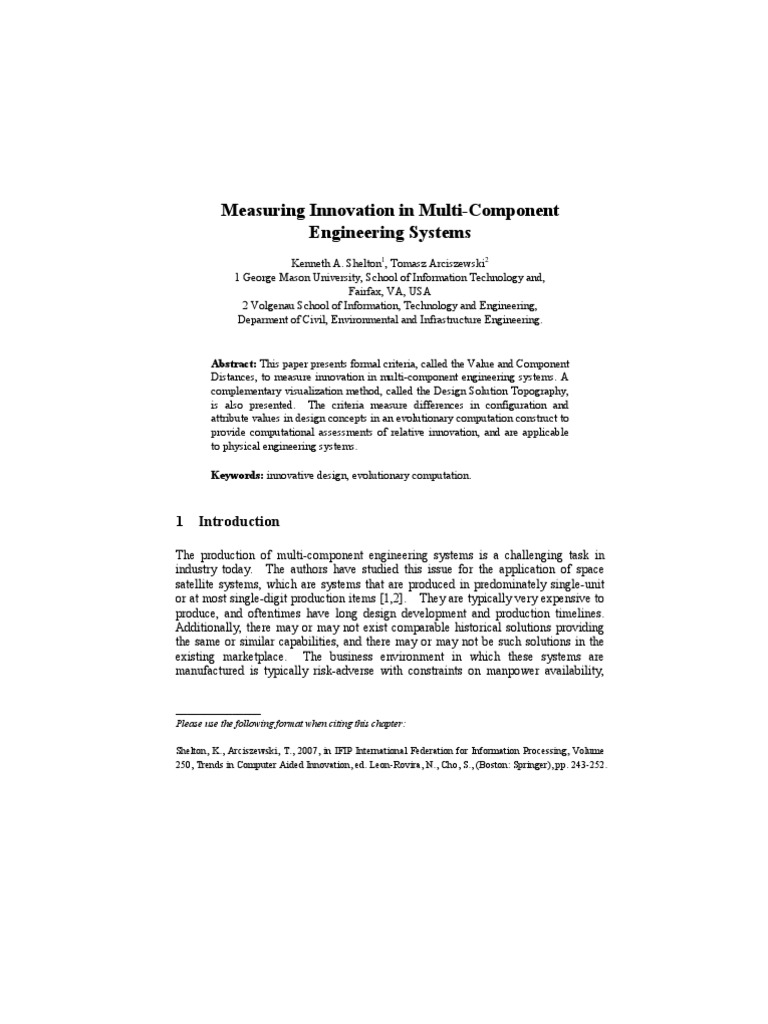 Measuring Innovation in Multi-Component Engineering Systems | PDF ...