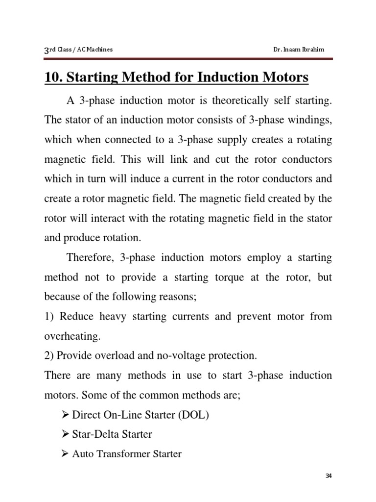 Induction Motor Starting Methods | PDF | Electromagnetic Induction ...
