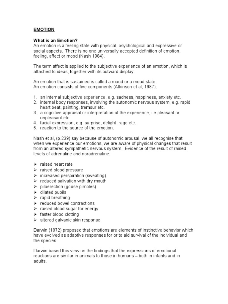 Emotion What Is An Emotion? | PDF | Fear | Emotions