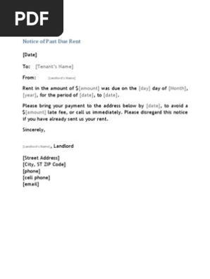 Notice of Past Due Rent