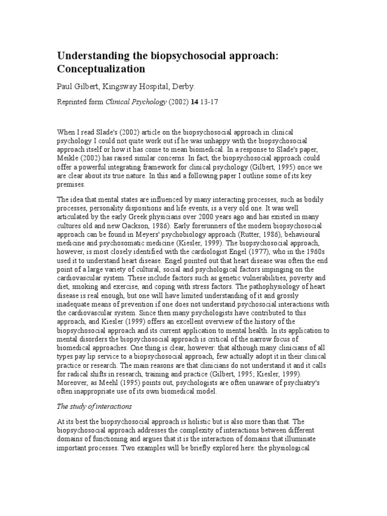 Understanding The Biopsychosocial Approach | PDF | Stress (Biology ...