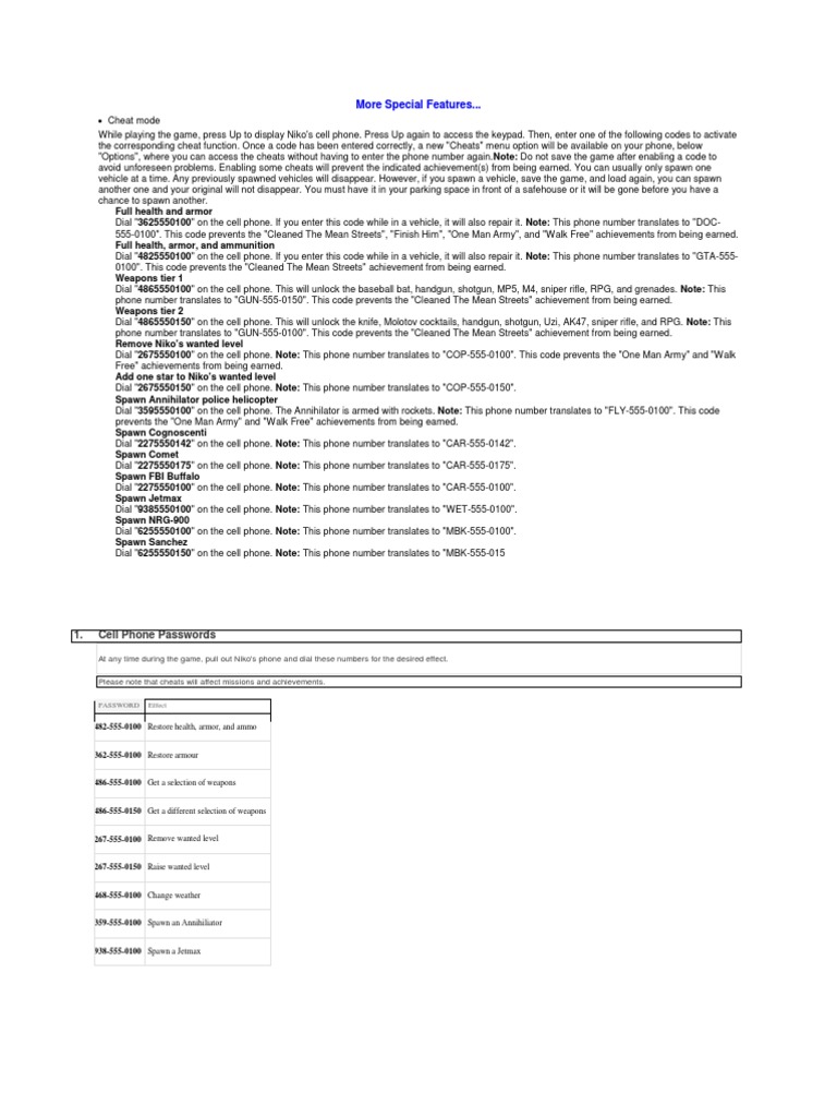 More Special Features... : 1. Cell Phone Passwords | Download Free PDF ...