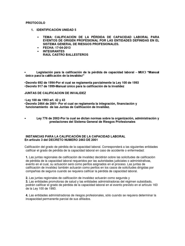 Manual de Calificación de Invalidez | PDF | Derecho laboral | Pensión