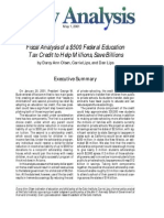 Fiscal Analysis of A $500 Federal Education Tax Credit To Help Millions, Save Billions, Cato Policy Analysis No. 398