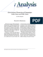 Government Financing of Campaigns: Public Choice and Public Values, Cato Policy Analysis No. 448