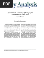 Government Financing of Campaigns: Public Choice and Public Values, Cato Policy Analysis No. 448