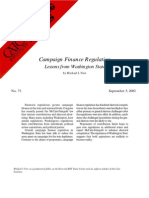 Campaign Finance Regulation: Lessons From Washington State, Cato Briefing Paper No. 73