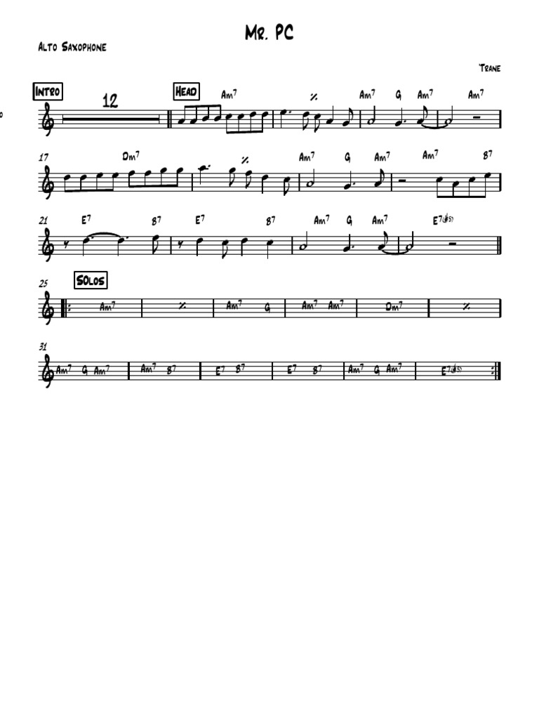 Mr Pc Full Score Alto Saxophone