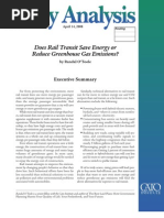 Does Rail Transit Save Energy or Reduce Greenhouse Gas Emissions?, Cato Policy Analysis No. 615