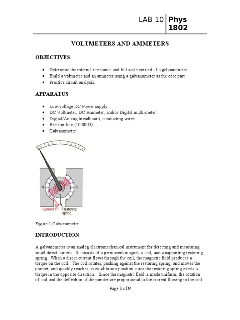1082LAB 10 Voltmeters and Ammeters PDF Voltage Electric Current