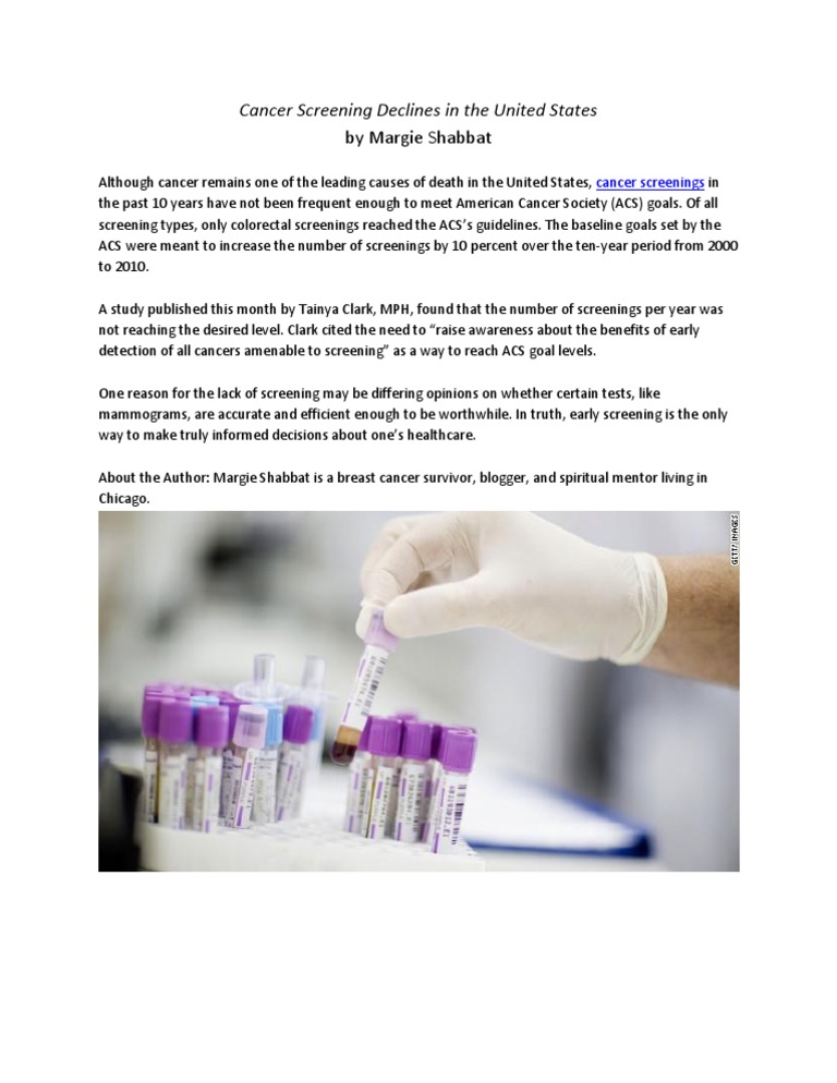 Cancer Screening Declines in The United States | PDF | Cancer | Mammography