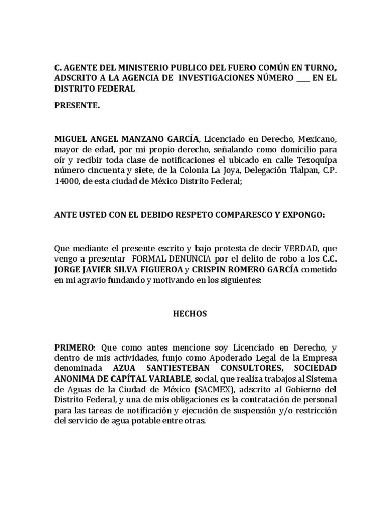 Denuncia Por Robo  PDF