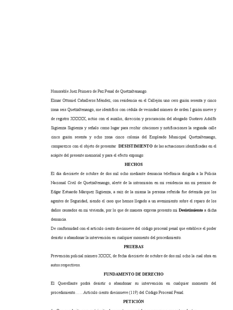 Modelo de Desistimiento Penal en Ecuador | PDF | Policía | Derecho penal