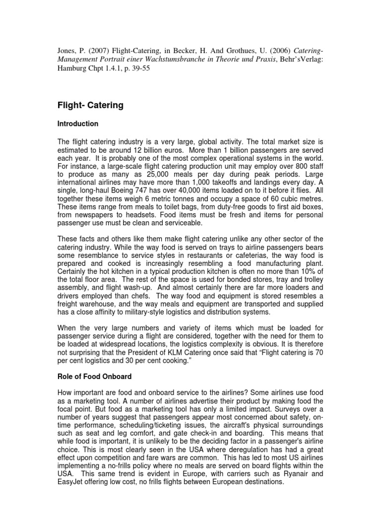 Flight Catering: Logistics and Management | PDF | Airlines | Supply ...