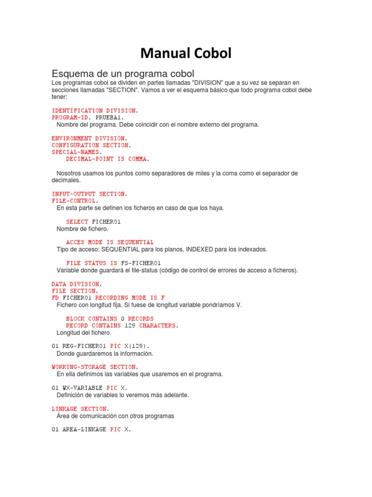 Manual Cobol | PDF | Comillas | Decimal