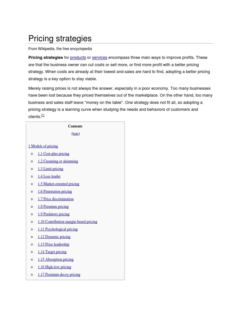 Pricing Strategies | PDF